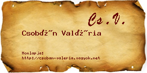 Csobán Valéria névjegykártya